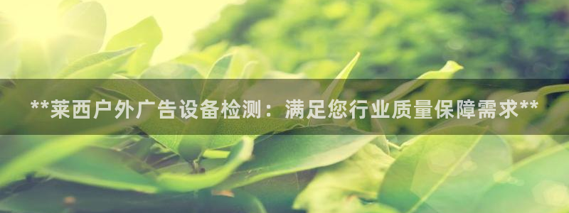 杏宇平台招商怎么样：**莱西户外广告设备检测：满足您行业质量保障需求**